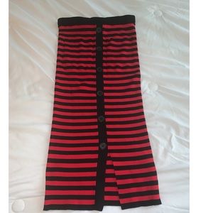 Zara Red and Black Stripped Skirt (Medium)